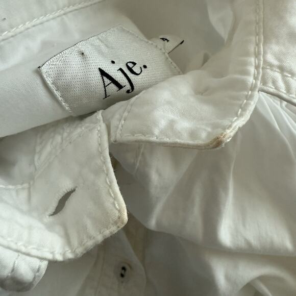 AJE Ambience Puff Sleeve Shirt Dress In Pure White Size 4/US 0 - Picture 7 of 13